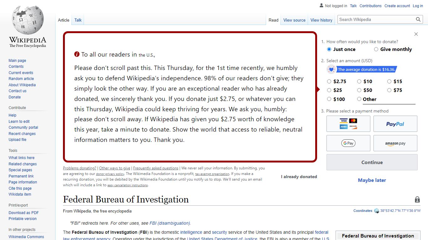 Federal Bureau of Investigation - Wikipedia